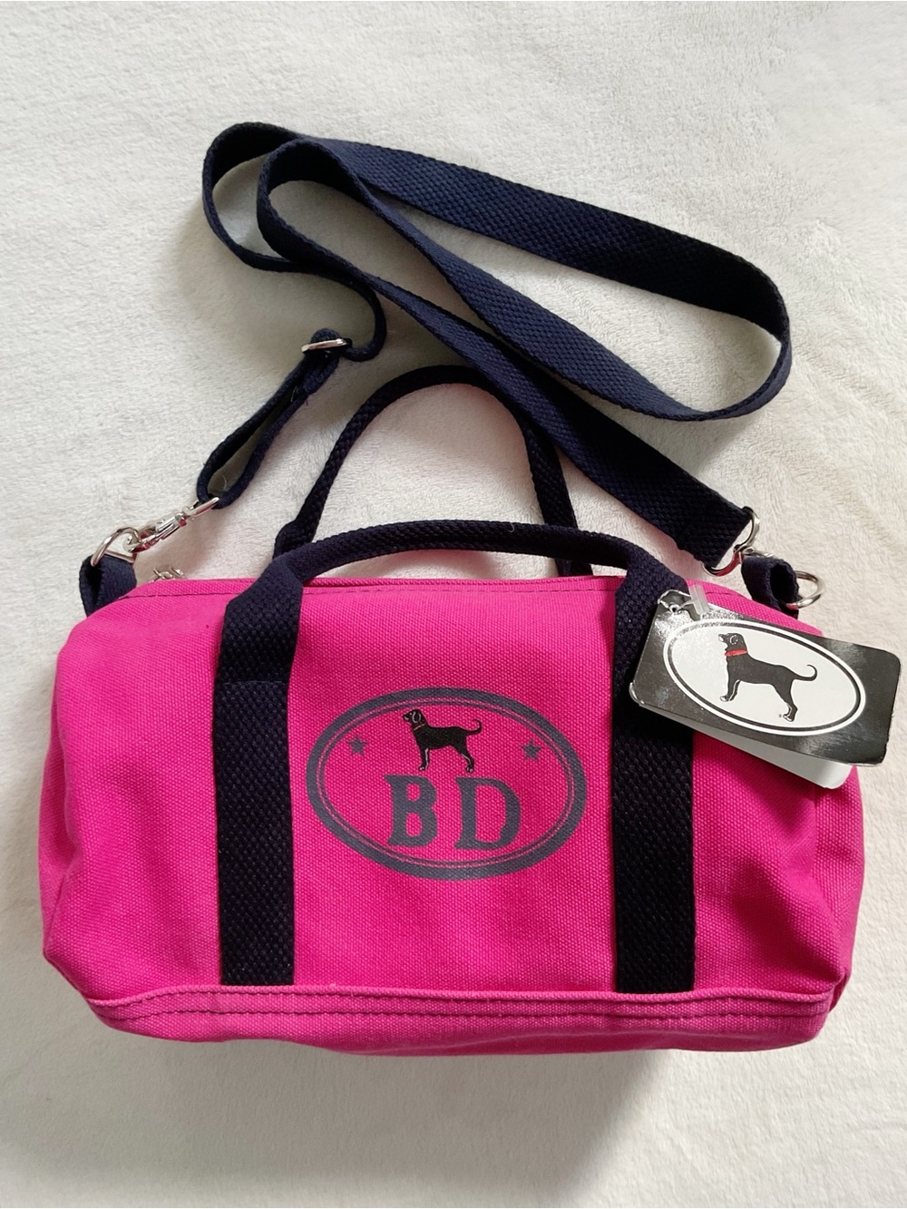 The Black Dog Pink Small Canvas Duffle Crossbody Bag NWT 10”x6”